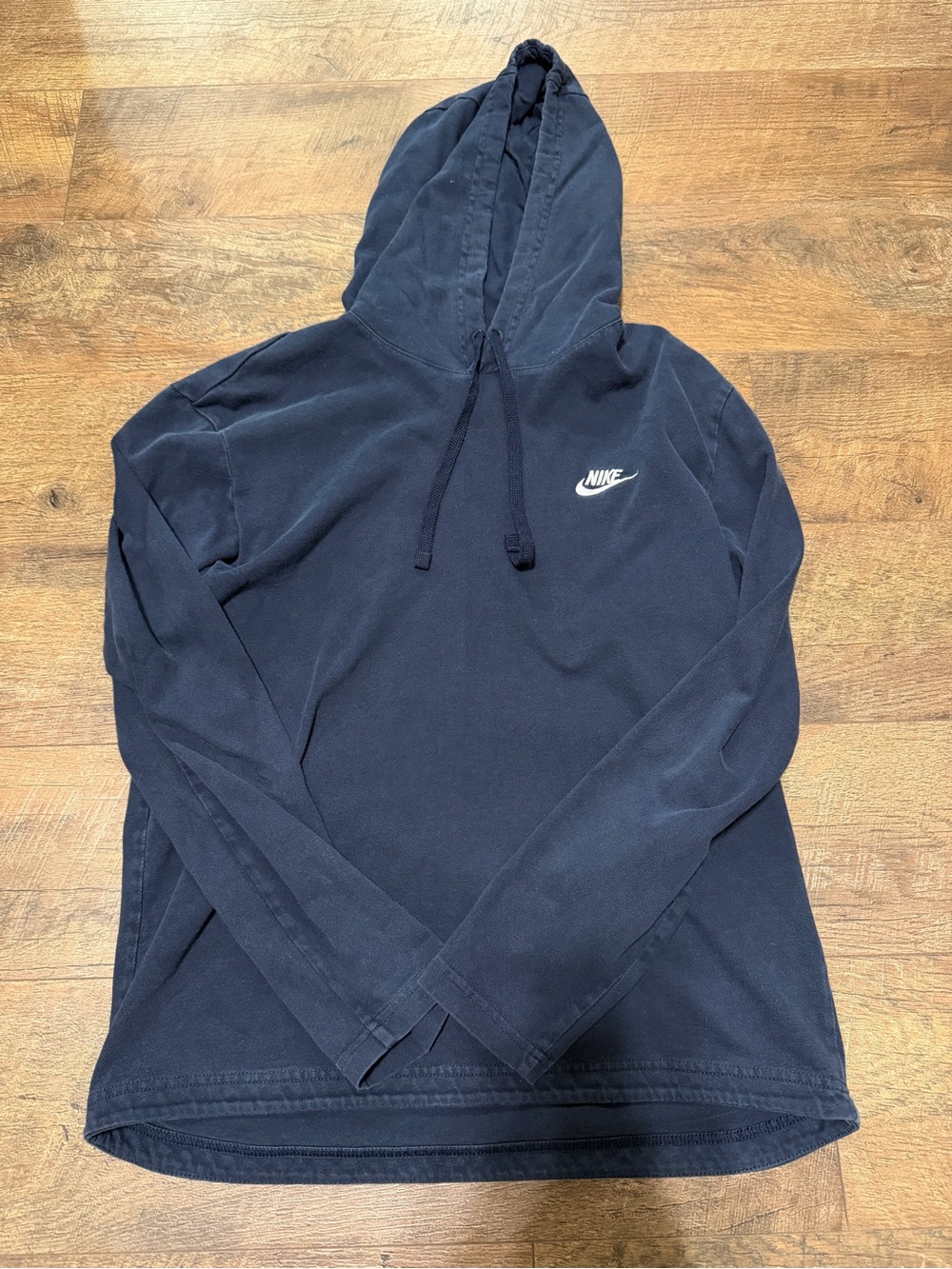Nike Dark Blue Hooded Sweatshirt with White Swoosh Tag
